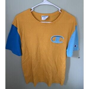 Champion Men's Short Sleeve Tee Shirt Yellow/Blue Size Small